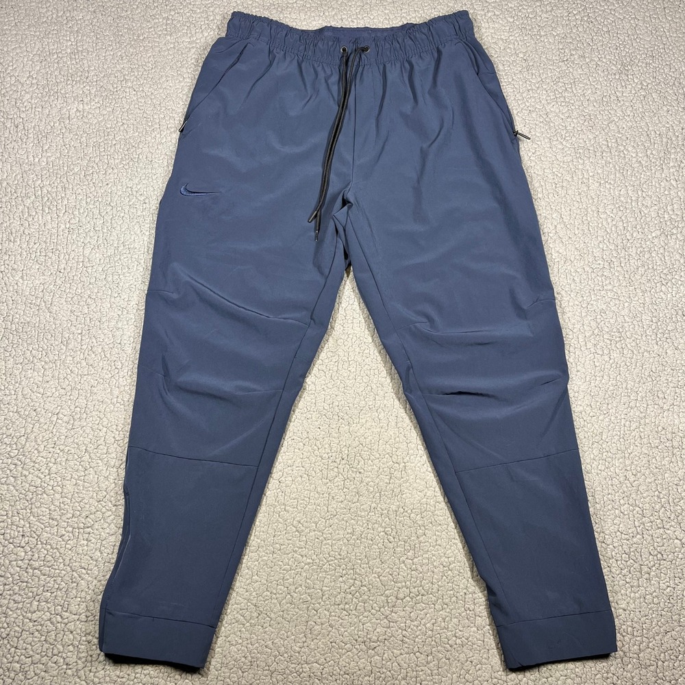 Nike Dri-FIT Mens Training Pants Navy Blue Tapered Zipper Pockets IB4326-451 L
